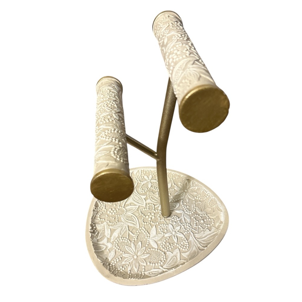 Cream and Gold Floral Jewelry Stand - Picture 2 of 3